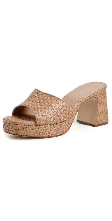 Larroudé Dolly Low Mules Natural and Beige Raffia 9 | Thumbnail 1