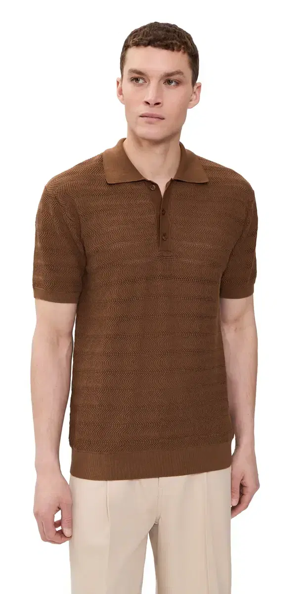 Frescobol Carioca Vidal Cotton Button Up Polo Brown