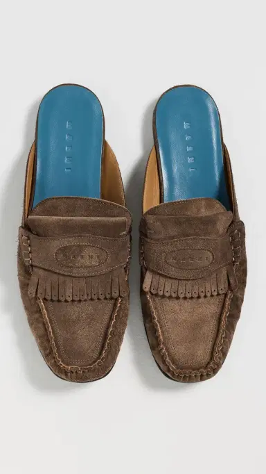 Marni Sabot Suede Slip On Loafers Chocolate | Thumbnail 2