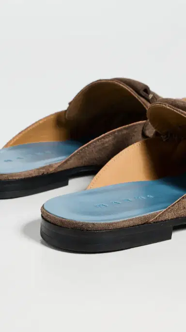 Marni Sabot Suede Slip On Loafers Chocolate | Thumbnail 3