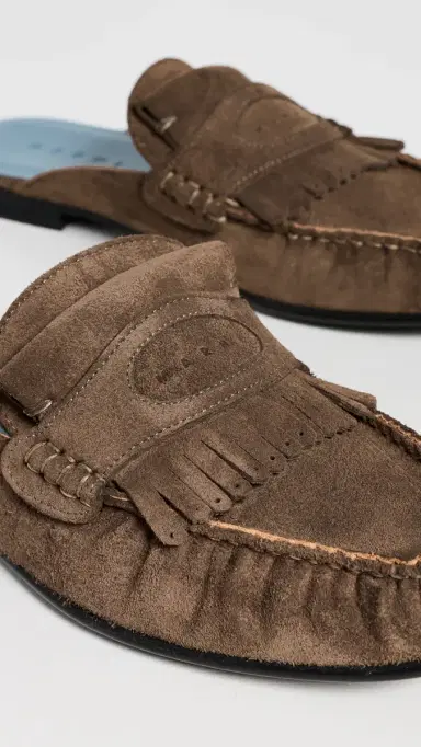 Marni Sabot Suede Slip On Loafers Chocolate | Thumbnail 5