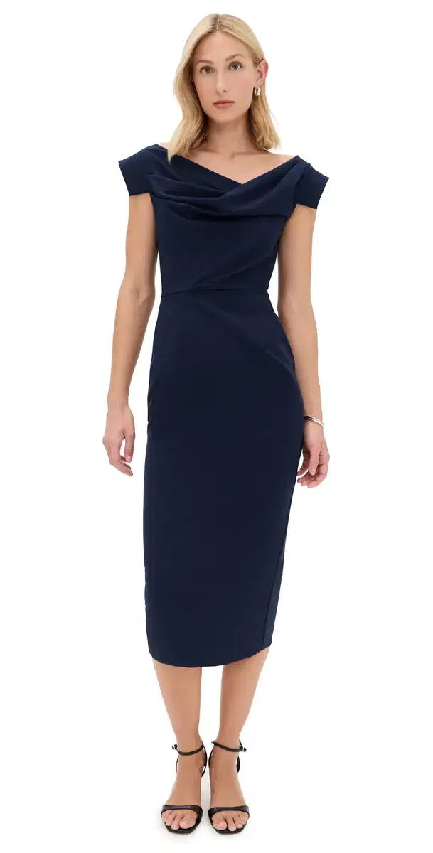 Black Halo Jacqueline Midi Dress Pacific Blue
