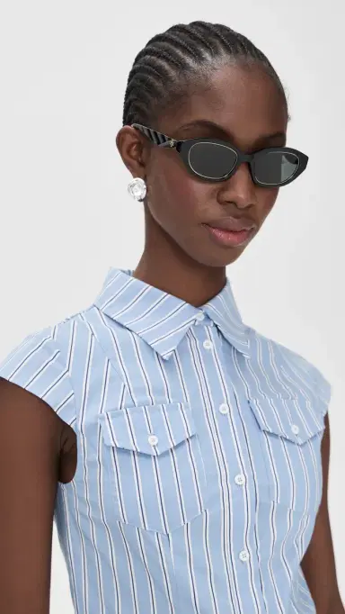 Tory Burch Kira Irregular Sunglasses Black One Size | Thumbnail 3 Tory Burch Kira Irregular Sunglasses Black One Size | Thumbnail 3