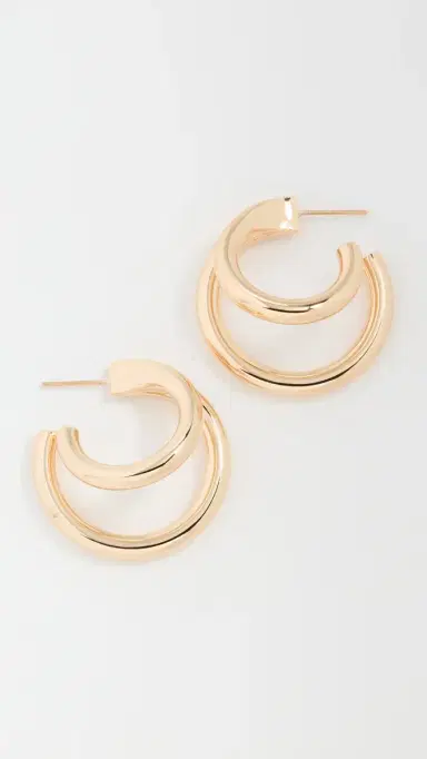 Jennifer Fisher 1 Double Lilly Mini Hoops Yellow Gold One Size | Thumbnail 2