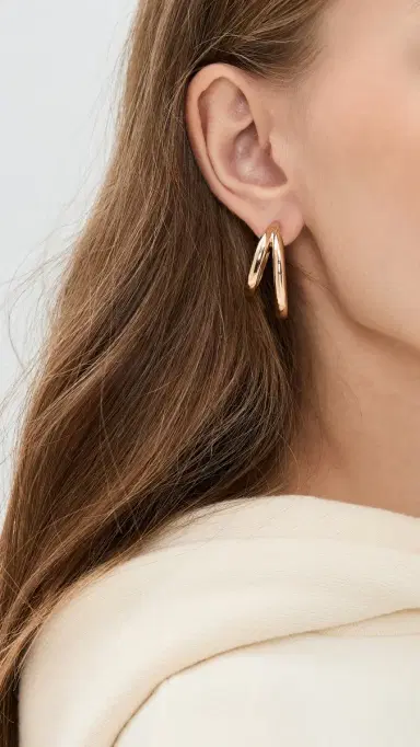 Jennifer Fisher 1 Double Lilly Mini Hoops Yellow Gold One Size | Thumbnail 3
