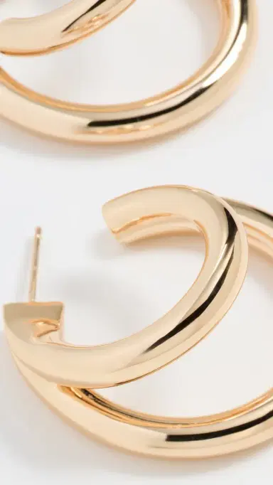 Jennifer Fisher 1 Double Lilly Mini Hoops Yellow Gold One Size | Thumbnail 4
