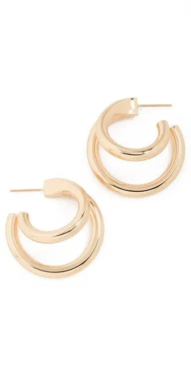 Jennifer Fisher 1 Double Lilly Mini Hoops Yellow Gold One Size | Thumbnail 1