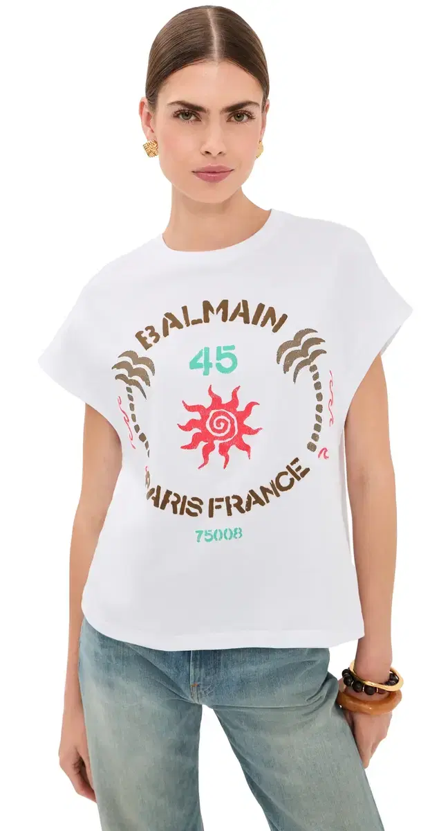 Club 45 Boxy Jersey Tee Blanc/ulticolore