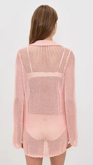 Show Me Your Mumu Coverup Crochet Button Up Dress Peachy Pink Crochet | Thumbnail 3