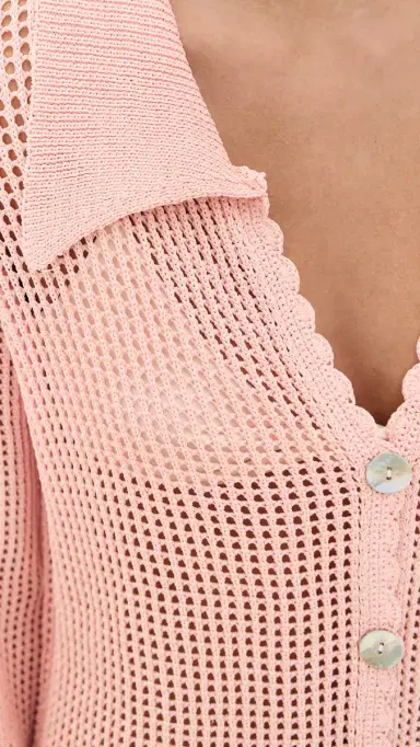 Show Me Your Mumu Coverup Crochet Button Up Dress Peachy Pink Crochet | Thumbnail 6