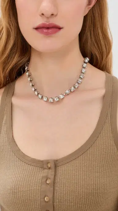 Isabel Marant Crystal Choker Necklace Transparent/Silver | Thumbnail 3