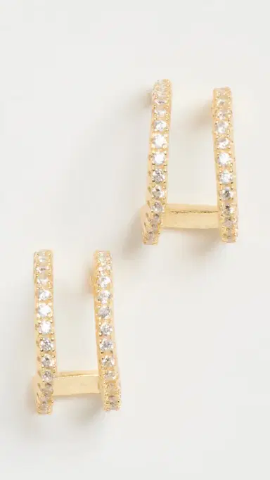 SHASHI Erin Pave Hoops Gold One Size | Thumbnail 2