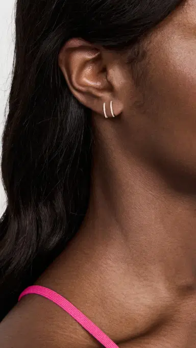 SHASHI Erin Pave Hoops Gold One Size | Thumbnail 3