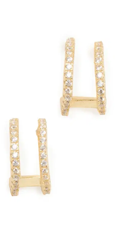 SHASHI Erin Pave Hoops Gold One Size | Thumbnail 1