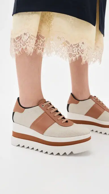 Stella McCartney Salt And Pepper Canvas Sneakelyse Ecru | Thumbnail 3