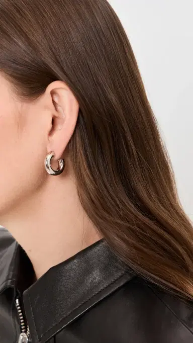 Jennifer Fisher Samira Micro Huggie Hoop Earrings Silver One Size | Thumbnail 3