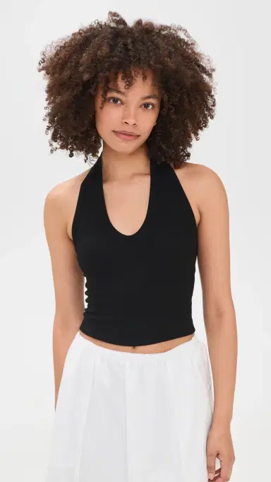 ENZA COSTA Silk Rib U Halter Tank Black | Thumbnail 2 ENZA COSTA Silk Rib U Halter Tank Black | Thumbnail 2