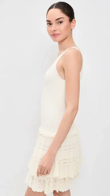Polo Ralph Lauren Pointelle Tier Dress White | Thumbnail 4
