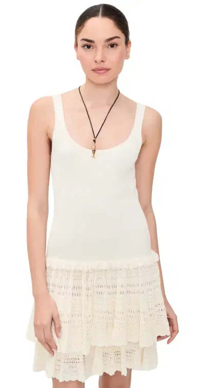 Polo Ralph Lauren Pointelle Tier Dress White | Thumbnail 1