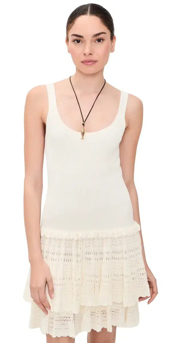 Polo Ralph Lauren Pointelle Tier Dress White