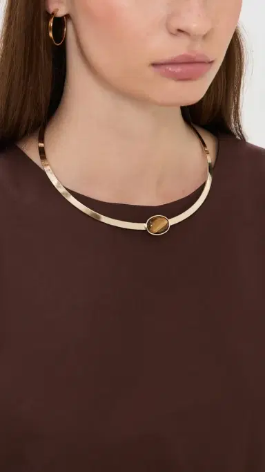Jennifer Behr Elaine Collar Necklace Tigers Eye One Size | Thumbnail 3
