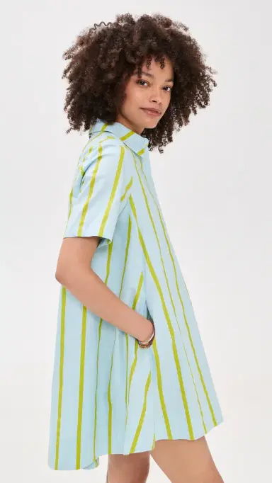 English Factory Striped Kaftan Mini Dress Icy Blue/age | Thumbnail 4 English Factory Striped Kaftan Mini Dress Icy Blue/age | Thumbnail 4
