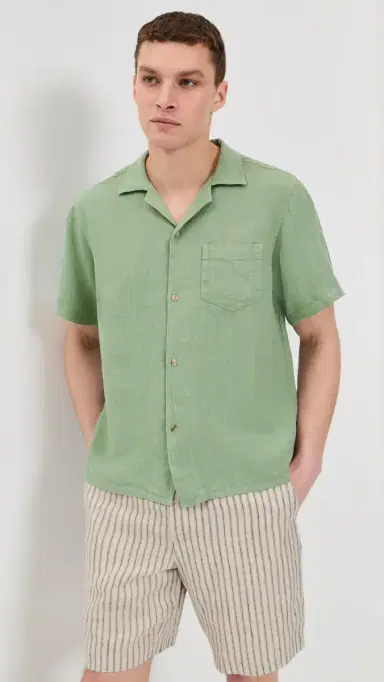 Bather inen Camp Shirt Sage | Thumbnail 2