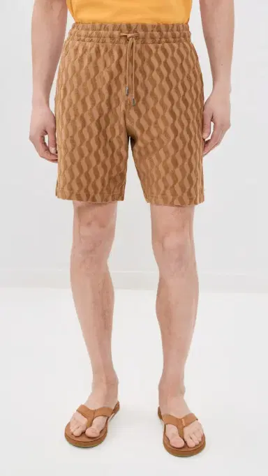 Frescobol Carioca Augusto istra Jacquard Terry Shorts 8 Caramel | Thumbnail 2