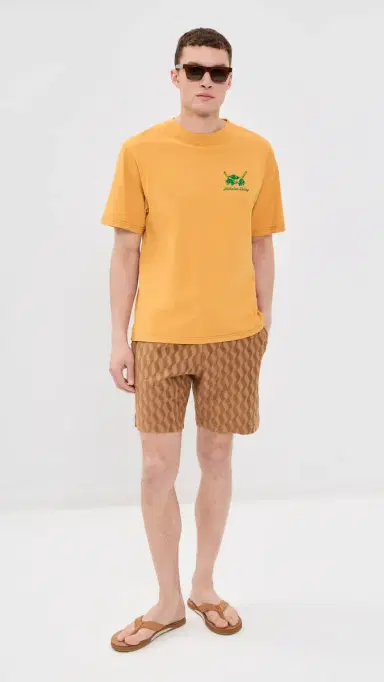 Frescobol Carioca Augusto istra Jacquard Terry Shorts 8 Caramel | Thumbnail 5