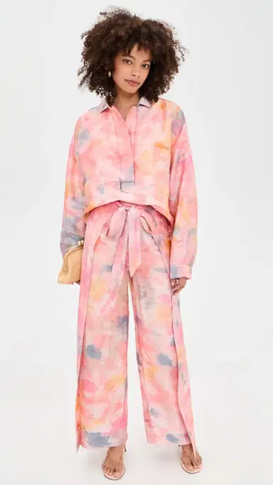 Coniglio Palm Beach Two Panel Wrap Silk Pants Tropical Storm Hand Dye | Thumbnail 5 Coniglio Palm Beach Two Panel Wrap Silk Pants Tropical Storm Hand Dye | Thumbnail 5