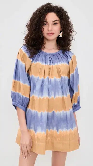 Coniglio Palm Beach Shirred Half Placket Mini Dress Shibori Hand Dye One Size | Thumbnail 2 Coniglio Palm Beach Shirred Half Placket Mini Dress Shibori Hand Dye One Size | Thumbnail 2