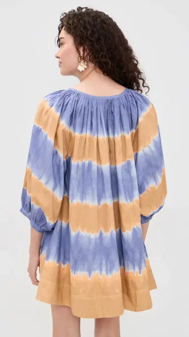Coniglio Palm Beach Shirred Half Placket Mini Dress Shibori Hand Dye One Size | Thumbnail 3 Coniglio Palm Beach Shirred Half Placket Mini Dress Shibori Hand Dye One Size | Thumbnail 3