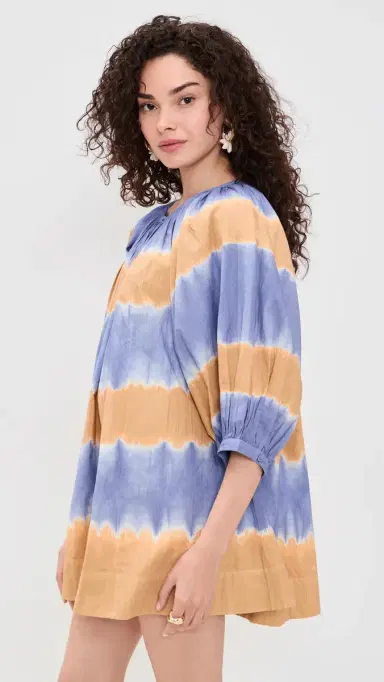 Coniglio Palm Beach Shirred Half Placket Mini Dress Shibori Hand Dye One Size | Thumbnail 4 Coniglio Palm Beach Shirred Half Placket Mini Dress Shibori Hand Dye One Size | Thumbnail 4