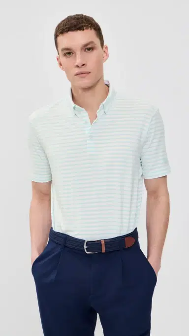 Adidas Golf Ultimate365 tripe Polo Shirt White/Crystal ky | Thumbnail 2