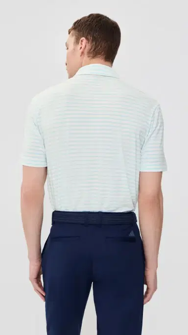 Adidas Golf Ultimate365 tripe Polo Shirt White/Crystal ky | Thumbnail 3
