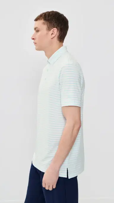 Adidas Golf Ultimate365 tripe Polo Shirt White/Crystal ky | Thumbnail 4