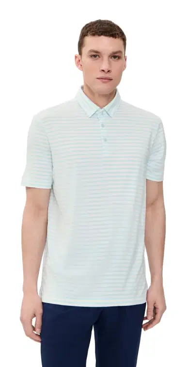 Adidas Golf Ultimate365 tripe Polo Shirt White/Crystal ky | Thumbnail 1
