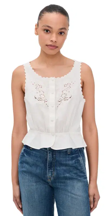 RE/DONE Jerry Tank Blouse Vintage White | Thumbnail 1 RE/DONE Jerry Tank Blouse Vintage White | Thumbnail 1