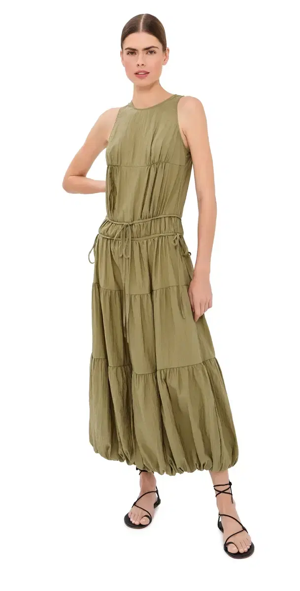 oft Gathered Turn Up Dress Aloe