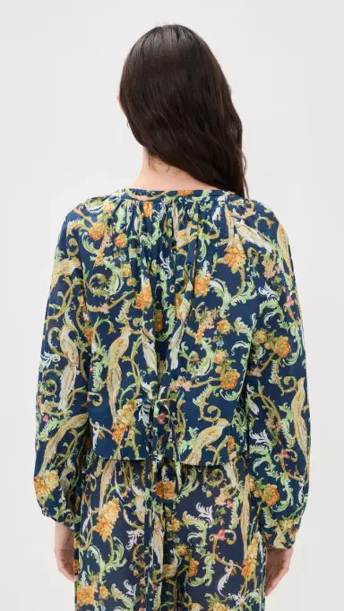 Coniglio Palm Beach Oleander Blouse Royal Birds Navy One Size | Thumbnail 3