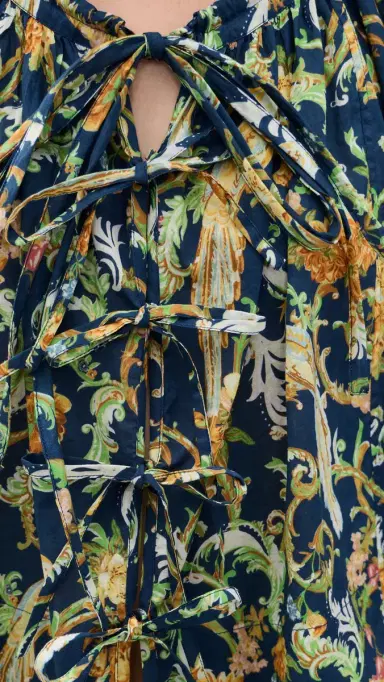 Coniglio Palm Beach Oleander Blouse Royal Birds Navy One Size | Thumbnail 6