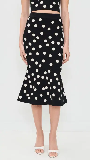 L'AGENCE ae Polka Dot Flare Skirt Black/Ecru Polka Dot | Thumbnail 2