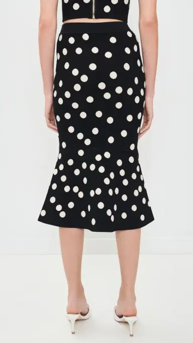 L'AGENCE ae Polka Dot Flare Skirt Black/Ecru Polka Dot | Thumbnail 3