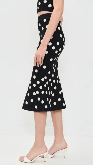 L'AGENCE ae Polka Dot Flare Skirt Black/Ecru Polka Dot | Thumbnail 4