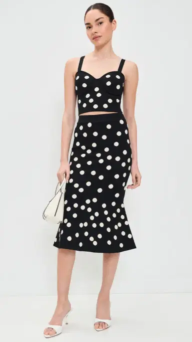 L'AGENCE ae Polka Dot Flare Skirt Black/Ecru Polka Dot | Thumbnail 5