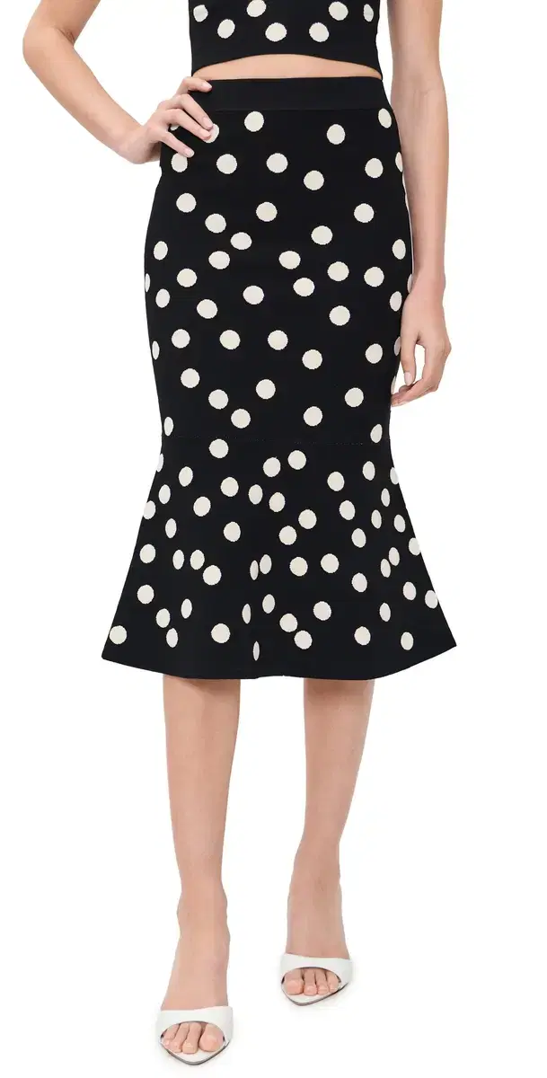 L'AGENCE ae Polka Dot Flare Skirt Black/Ecru Polka Dot