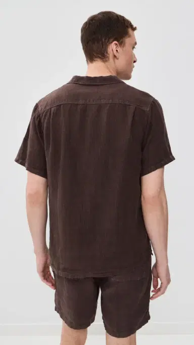 Bather inen Camp Shirt Espresso | Thumbnail 3