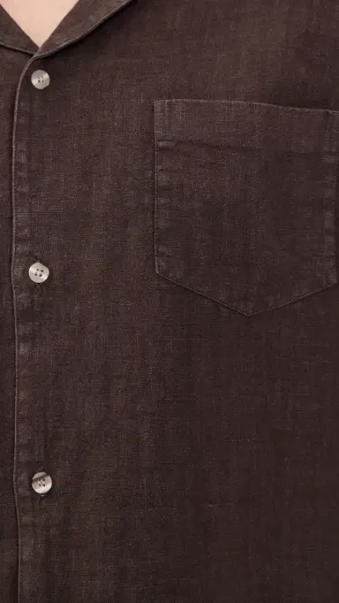 Bather inen Camp Shirt Espresso | Thumbnail 6