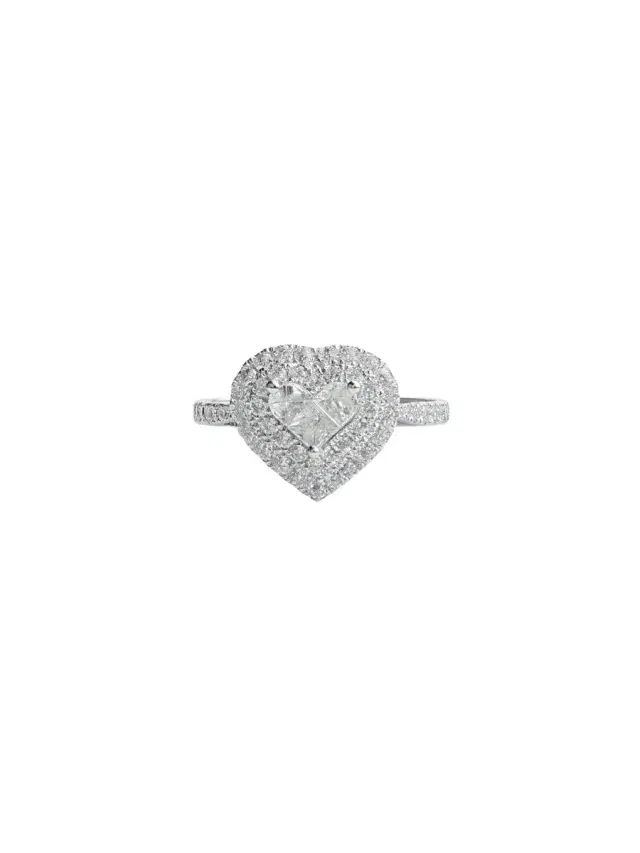 Wish Fine Jewelry 0.65ct Diamond 18K Gold Pave Heart Ring