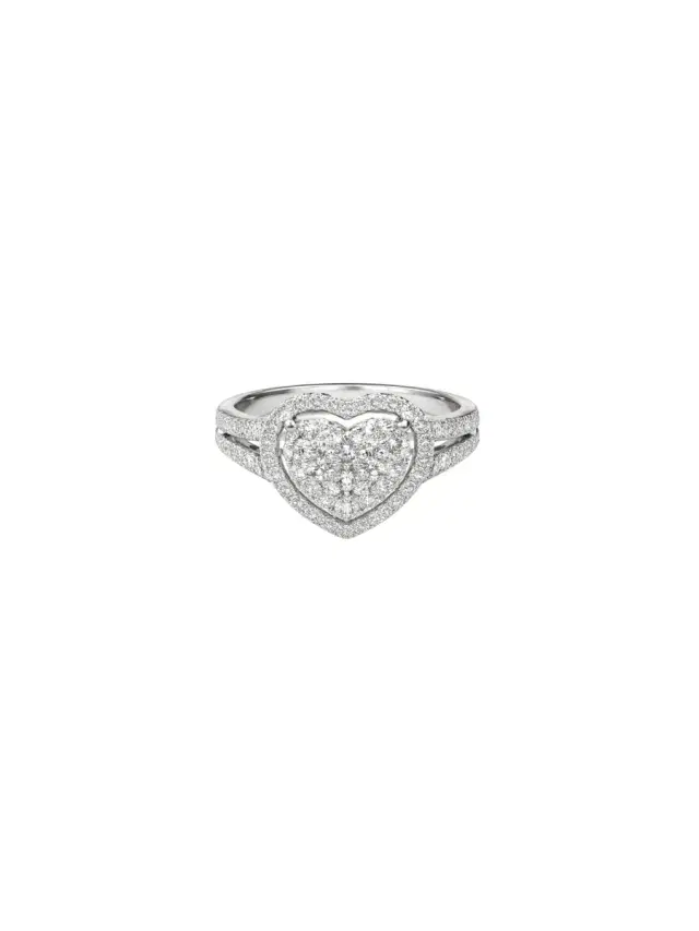 Wish Fine Jewelry 0.79ct Diamond 18K Gold Pave Heart Ring